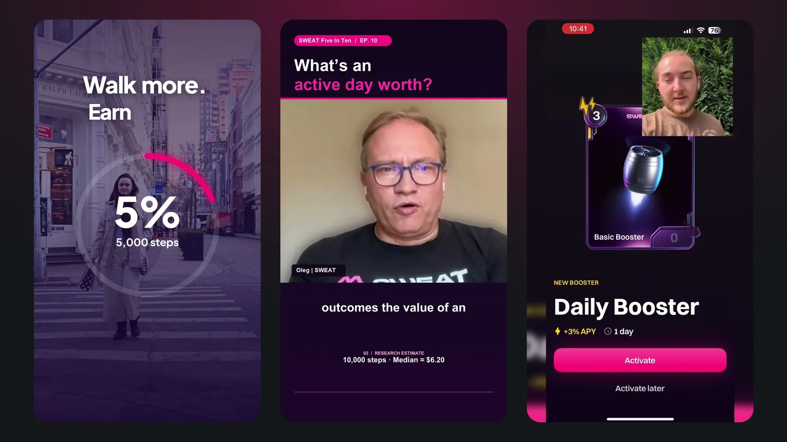 Three vertical Shorts from the Sweat Wallet channel